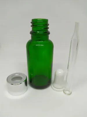 Damlalıklı yeşil şişe gümüş kapak