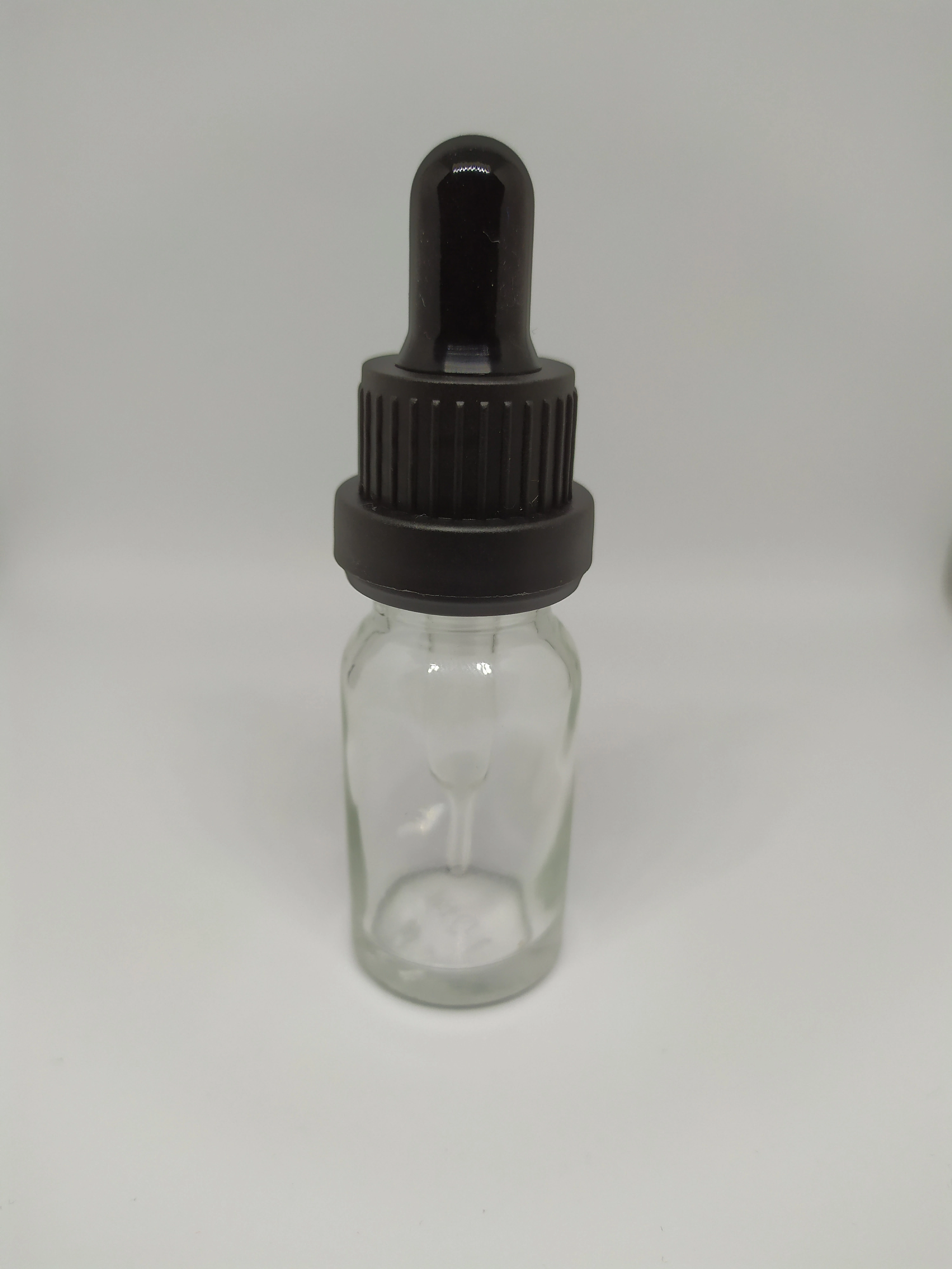 10 ml Şeffaf Cam Damlalıklı Şişe - Siyah Kapaklı