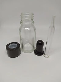 10 ML CAM ŞEFFAF ŞİŞE İNCE CAM DAMLALIK SİYAH KAPAK 