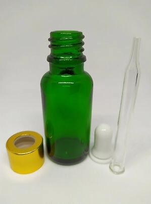 20 ML CAM YEŞİL ŞİŞE İNCE CAM DAMLALIK ALTIN KAPAK