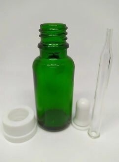 20 ML CAM YEŞİL ŞİŞE İNCE CAM DAMLALIK ÇOCUK KİLİTLİ KAPAK BEYAZ 