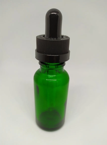 20 ML CAM YEŞİL ŞİŞE İNCE CAM DAMLALIK ÇOCUK KİLİTLİ KAPAK SİYAH 