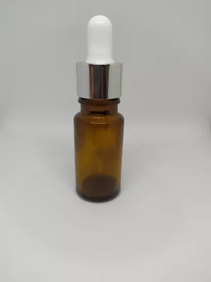 10 ML CAM AMBER ŞİŞE İNCE CAM DAMLALIK GÜMÜŞ KAPAK