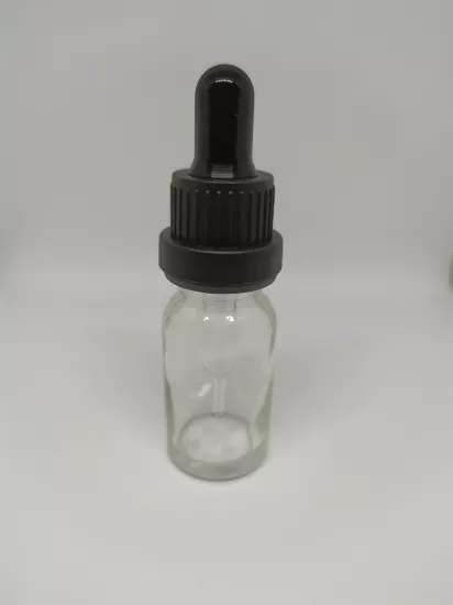 10ML CAM ŞEFFAF CAM DAMLALIK KIRILIR KAPAK SİYAH 