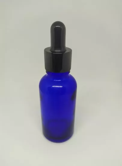 20ML CAM MAVİ ŞİŞE İNCE CAM DAMLALIK SİYAH KAPAK 