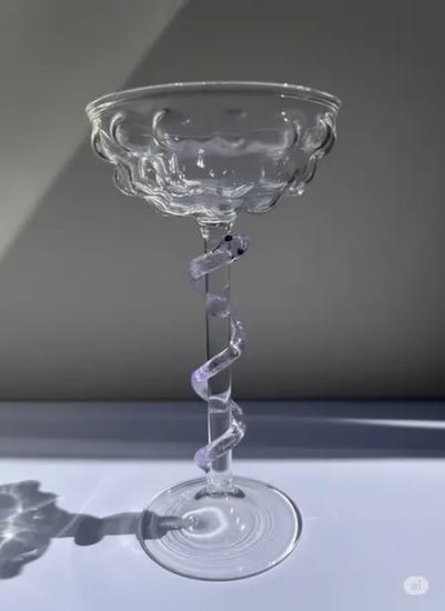 MOR YILAN FİGÜRLÜ ŞEFFAF KADEH